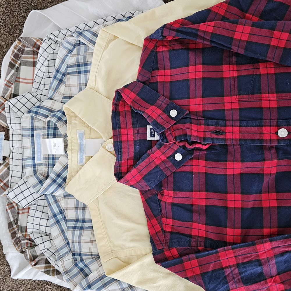 Men's Red and Navy Plaid Shirt